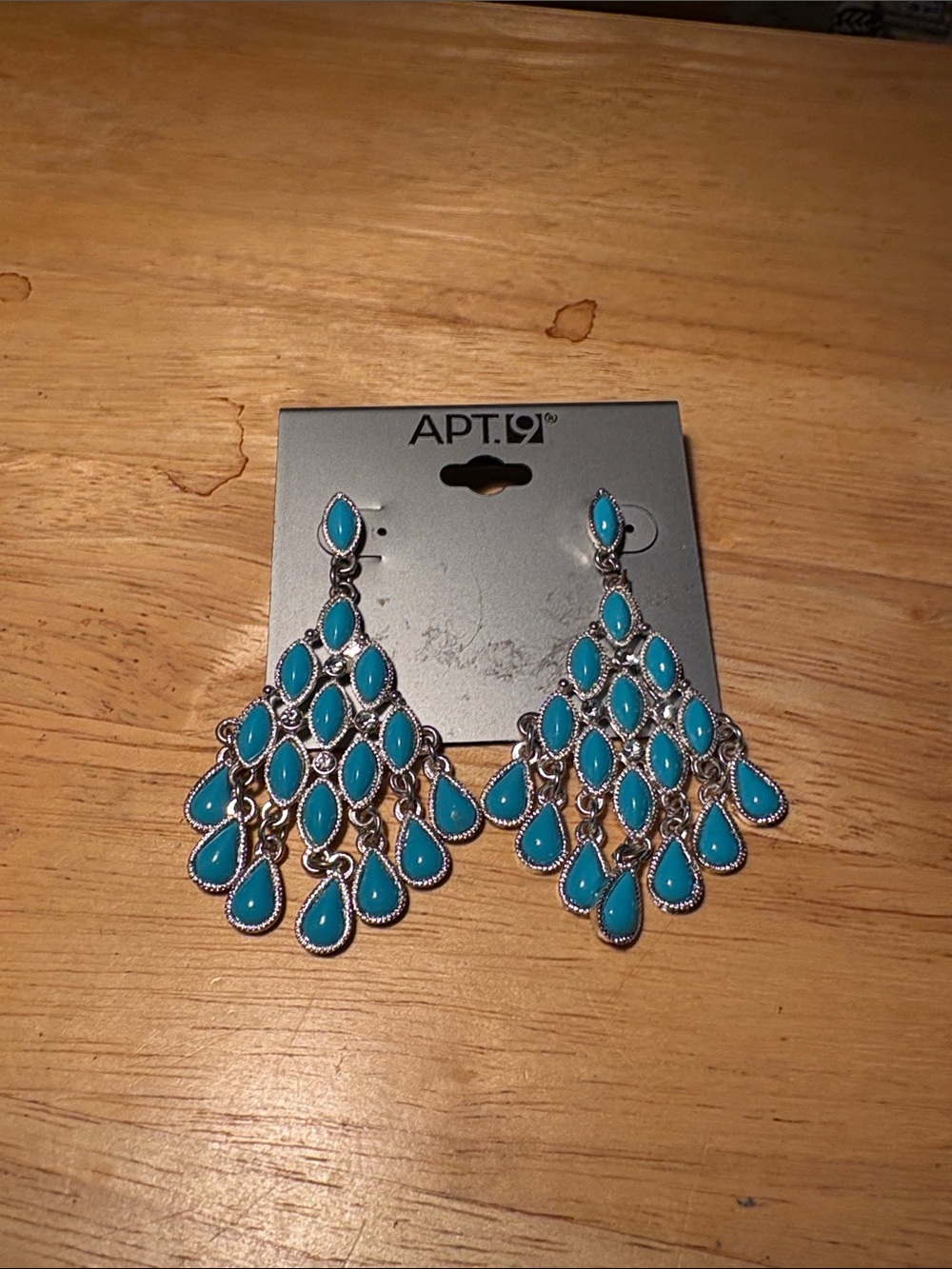0166) Apt. 9 Turquoise Teardrop Chandelier Earrings